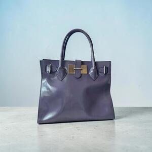Furla Purple Leather Structured Tote Satchel Bag